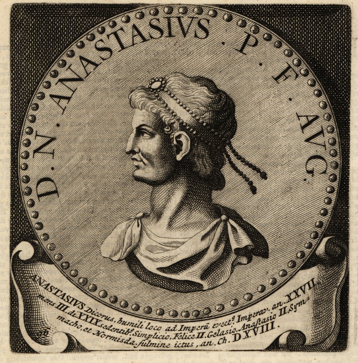 Retrato do Imperador Romano Anastasius I. de Netherlandish School