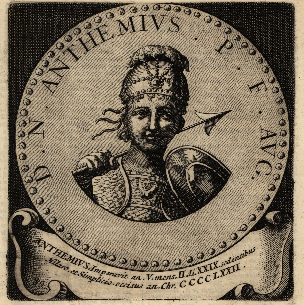 Retrato do Imperador Romano Anthemius. de Netherlandish School