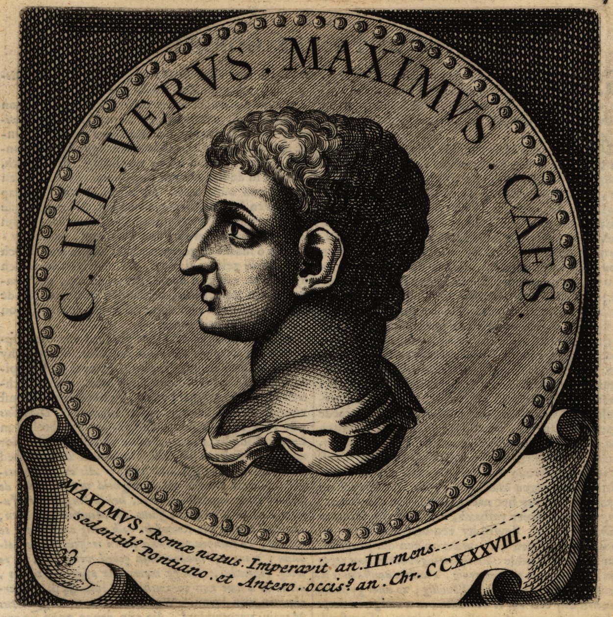 Retrato do Imperador Romano Caio Iulius Verus Maximus. de Netherlandish School