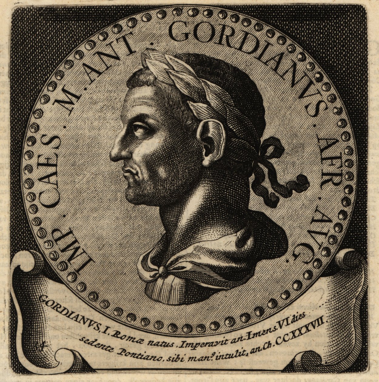 Retrato do Imperador Romano Gordian I. de Netherlandish School