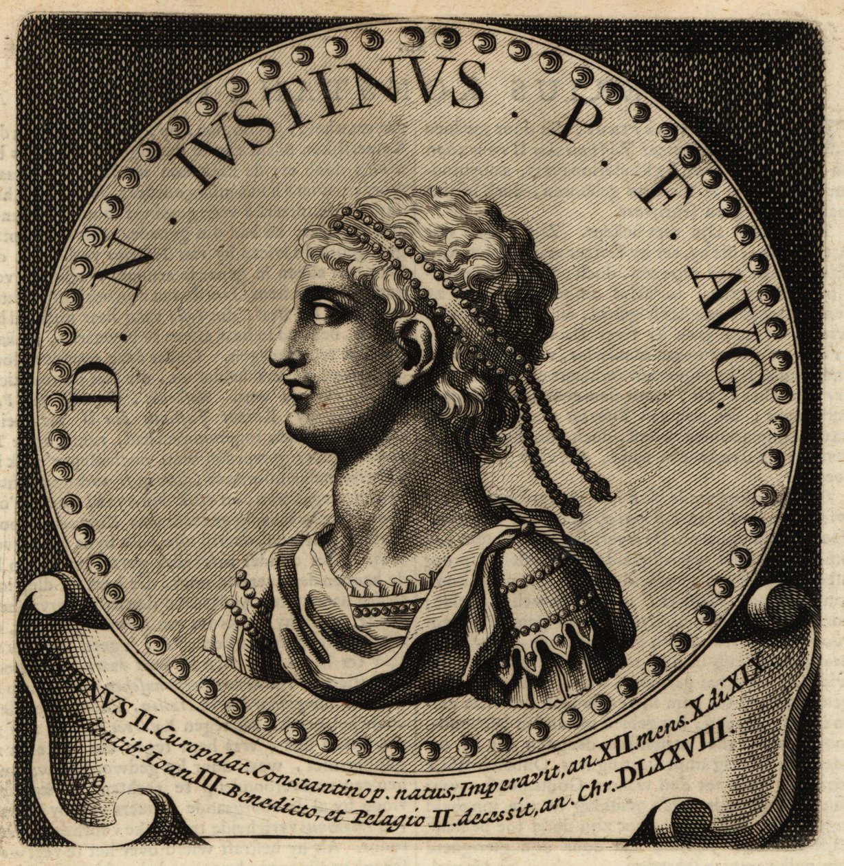 Retrato do Imperador Romano Justino II. de Netherlandish School