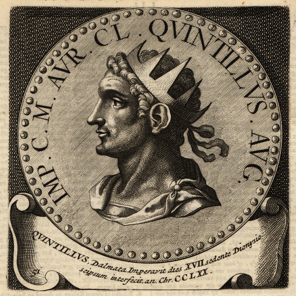 Retrato do Imperador Romano Quintillus. de Netherlandish School