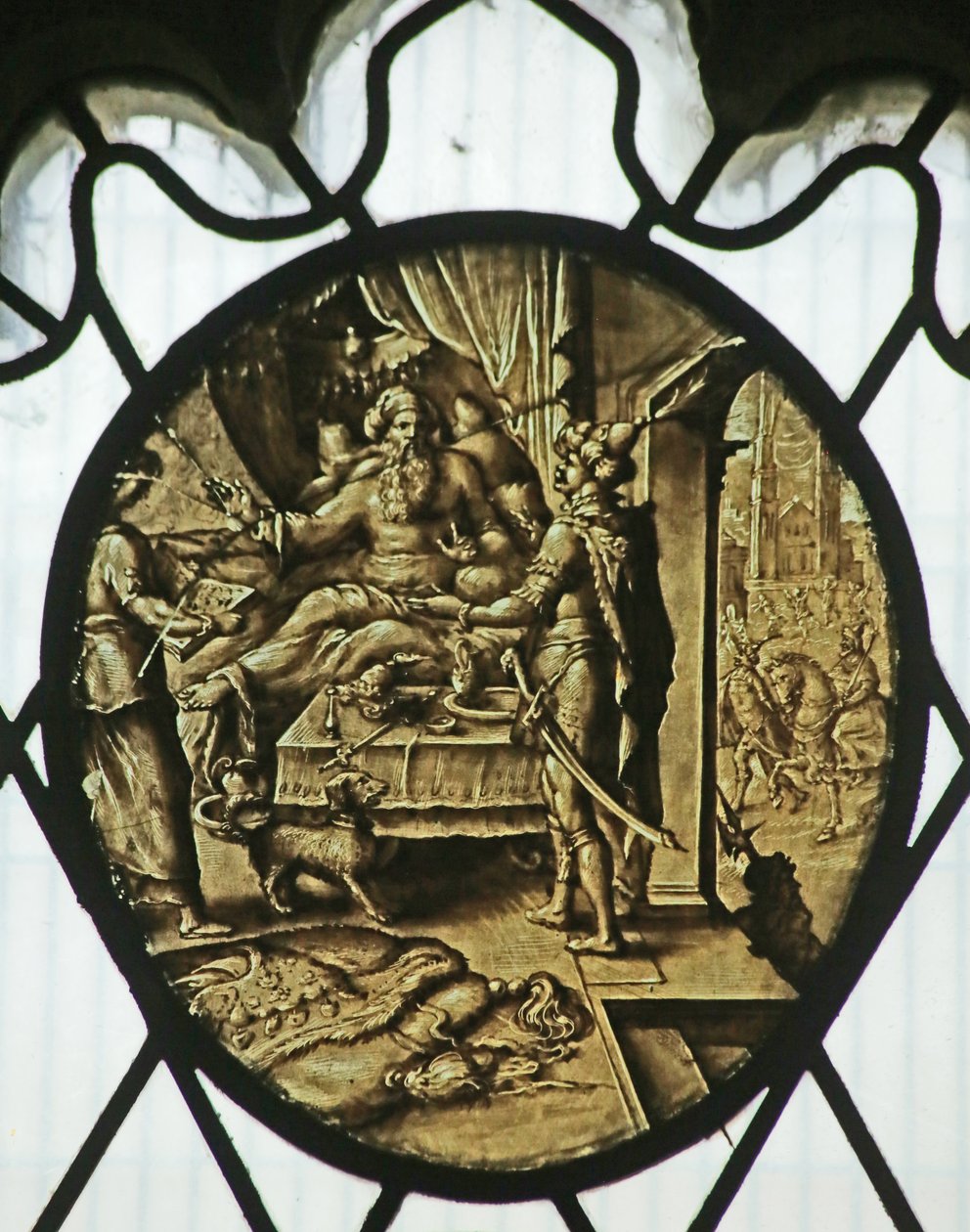 Roundel: Rei Assuero com Hamã (o Livro de Ester) de Netherlandish School