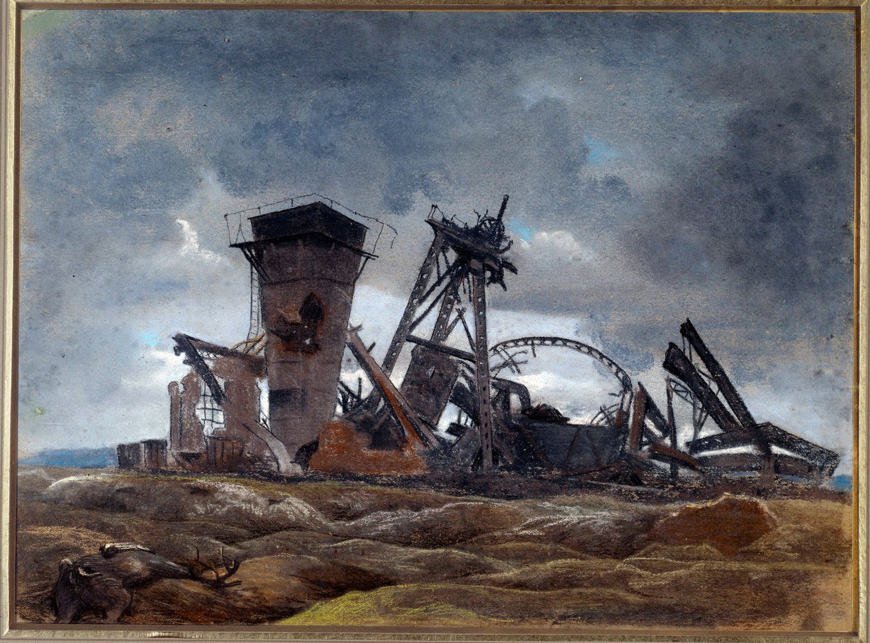 "The well of the mine" 1915 (aguarela) de Neville Stephen Lytton