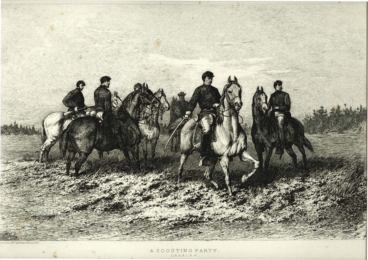 Uma festa de escotismo. Cavalaria de Edwin Austin Forbes