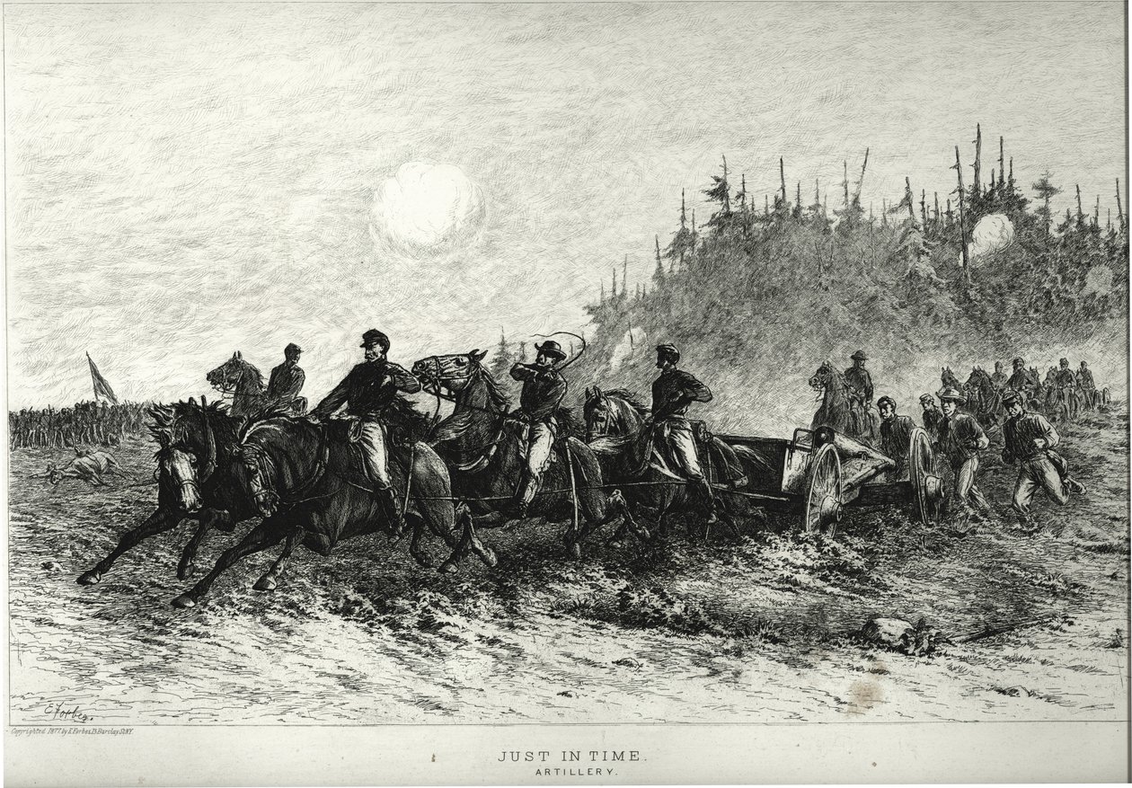 Na hora certa. Artilharia. de Edwin Austin Forbes