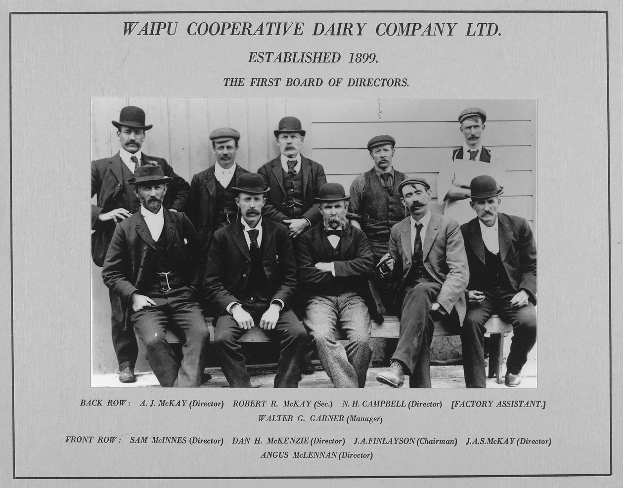 O Primeiro Conselho de Diretores da Cooperativa de Laticínios Waipu, 1899 de New Zealander Photographer