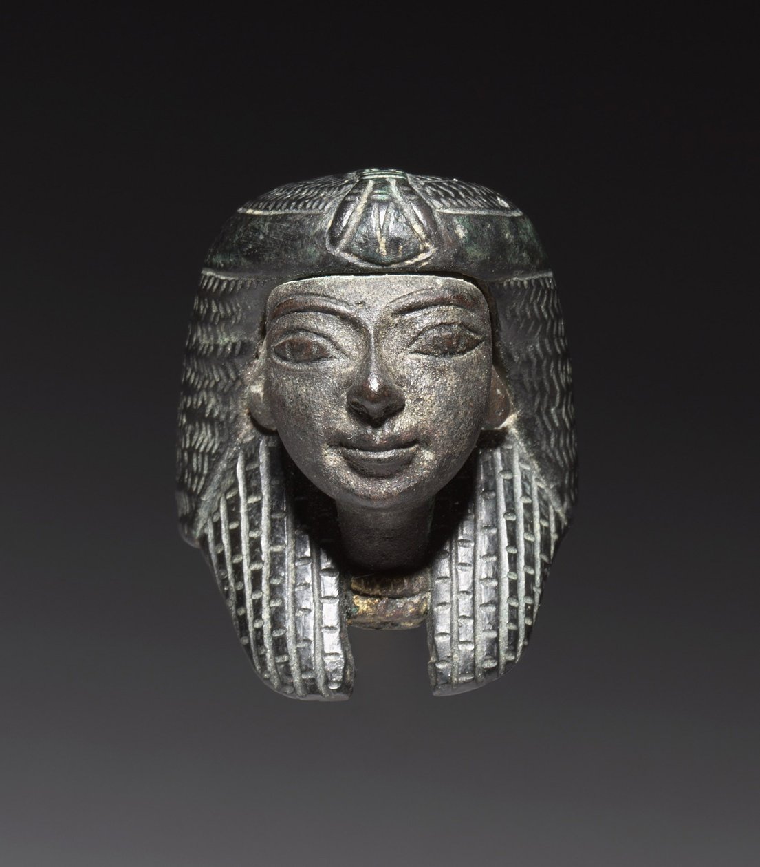 Montagem de bronze de um "Shawabty Bundle": Cabeça, final da dinastia 18 a 19, c.1336-1256 aC de New Kingdom Egyptian