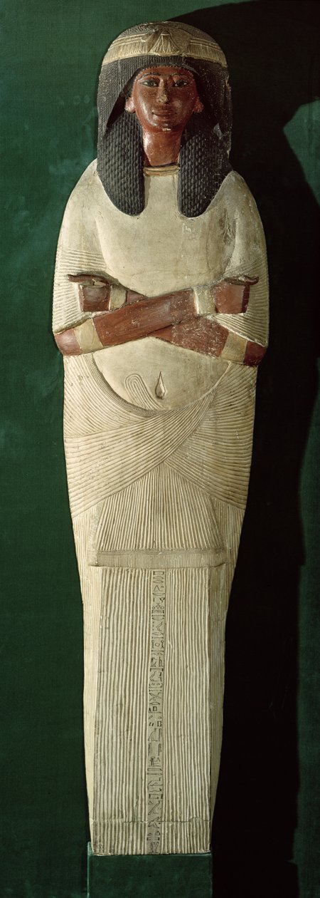 Tampa do Painel da Piays Mummy, c.1279-1213 aC (madeira pintada, estuque) de New Kingdom Egyptian