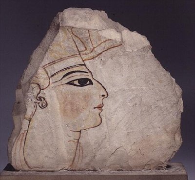 Ostracon com o perfil de um rei (calcário) de New Kingdom Egyptian