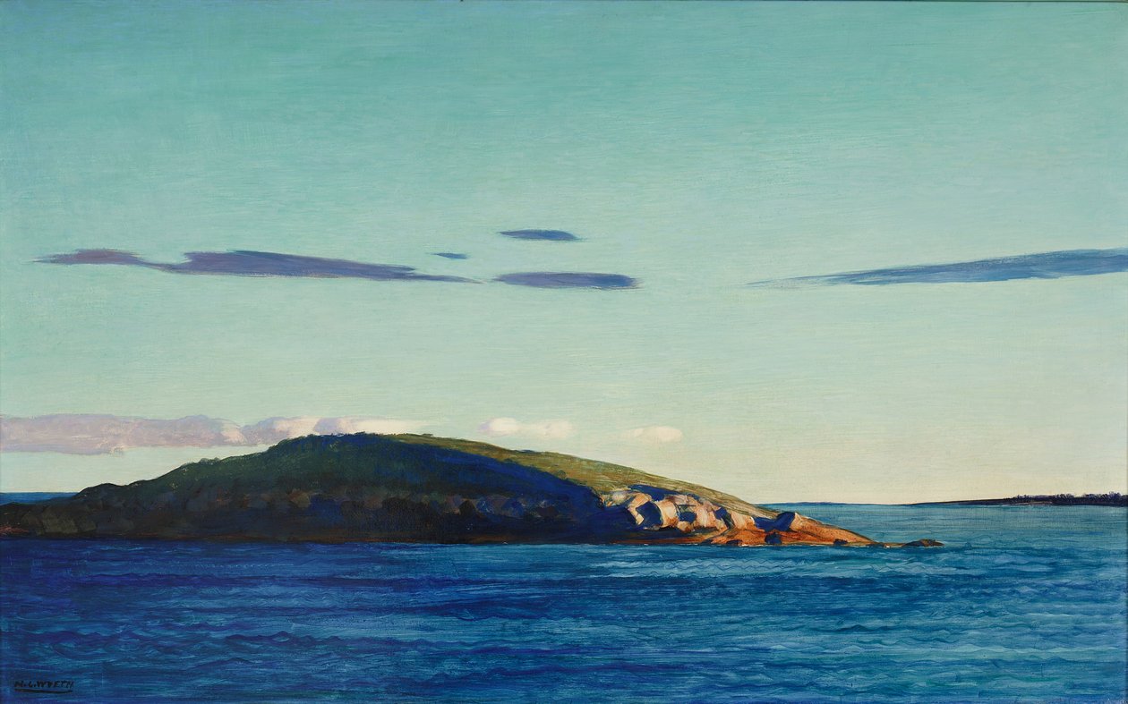 Blubber Island, Maine, 1938 (óleo no chão gesso) de Newell Convers Wyeth