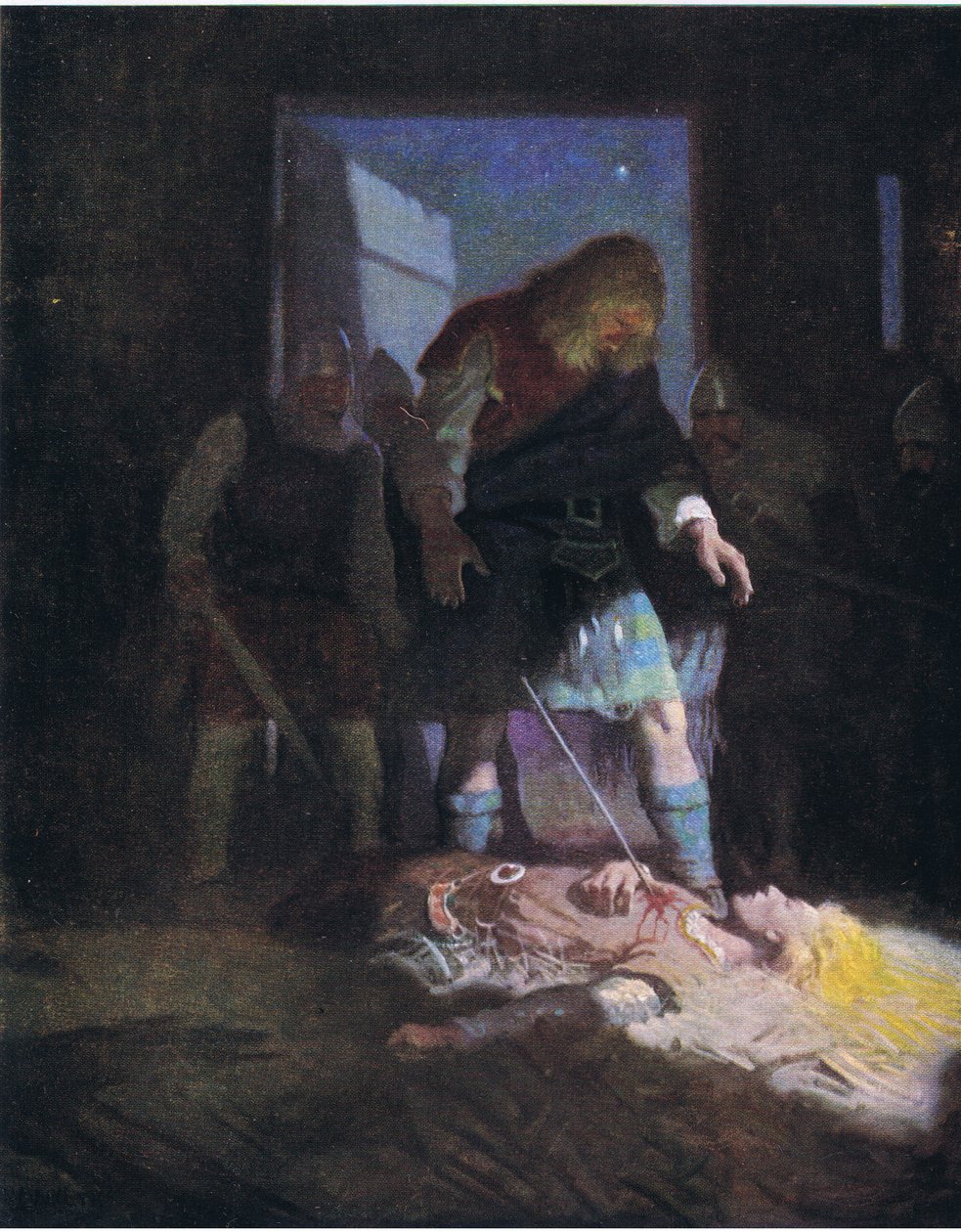 Morte de Edwin, de The Scottish Chiefs, publicado por Charles Schribners Sons, 1930 de Newell Convers Wyeth