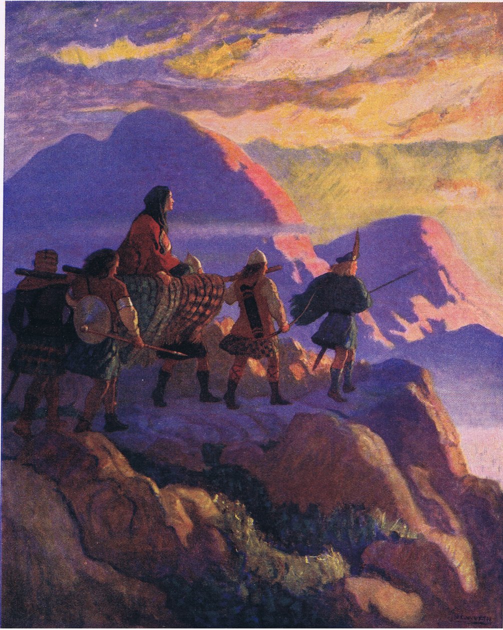 Helen desce o vale de pedras, de The Scottish Chiefs publicado por Charles Schribner&39;s Sons, 1930 de Newell Convers Wyeth