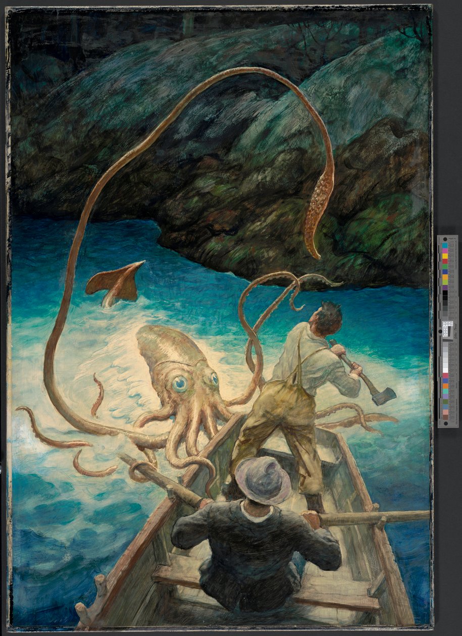A Aventura do Grande Lula, c.1930-40 (óleo) de Newell Convers Wyeth