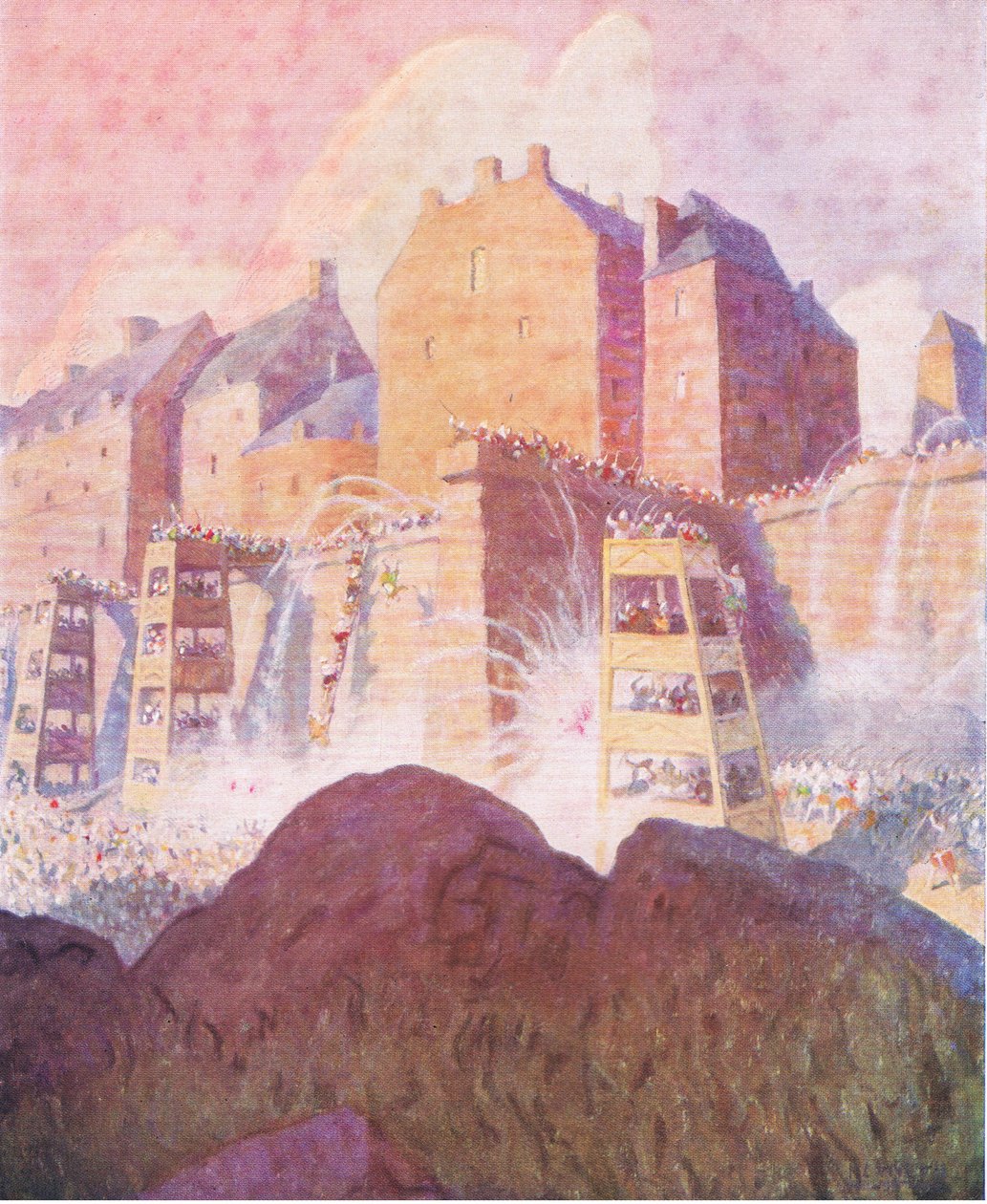 A batalha de Stirling Castle, de The Scottish Chiefs, publicada por Charles Schribner "s Sons, 1930 de Newell Convers Wyeth