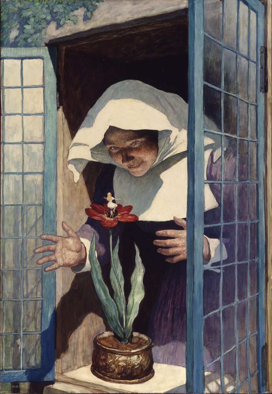 Thumbelina, 1940 (óleo no painel do Renascimento) de Newell Convers Wyeth