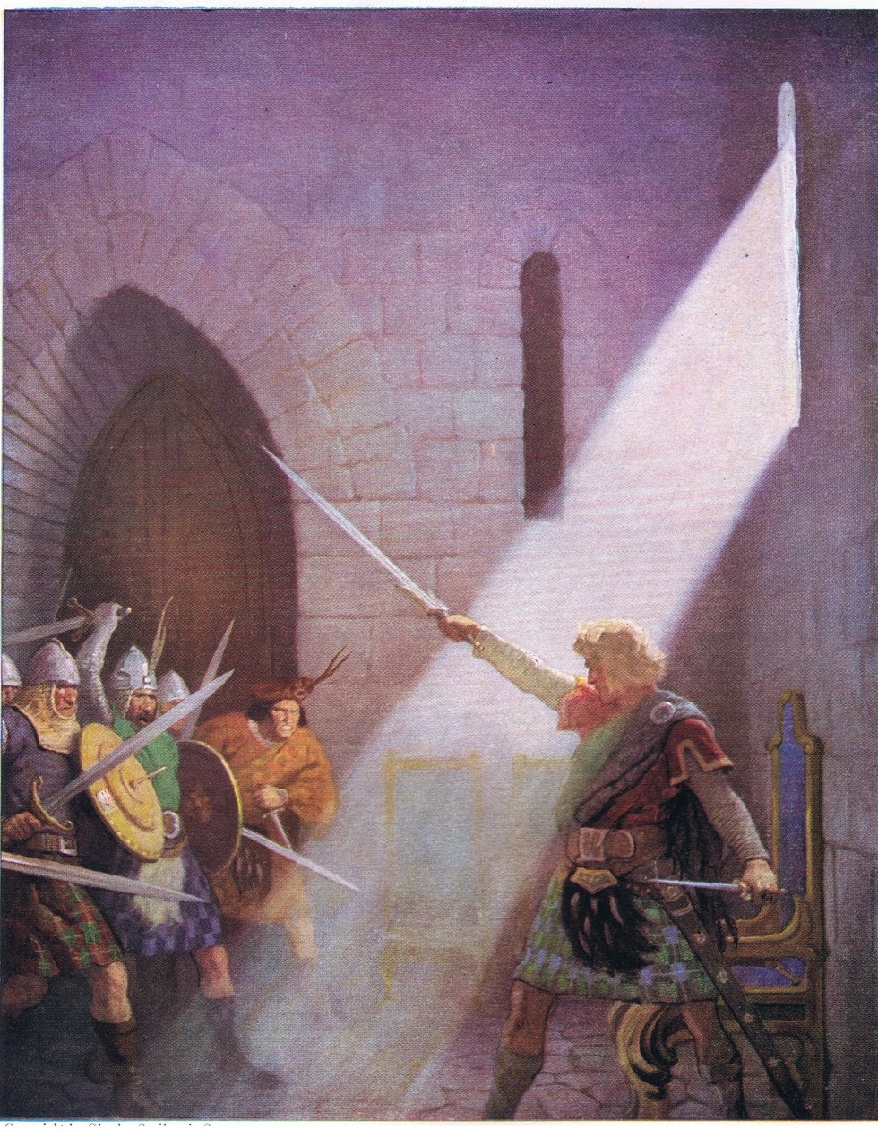 Wallace desenha a espada do rei, de The Scottish Chiefs, publicado por Charles Schribner&39;s Sons, 1930 de Newell Convers Wyeth