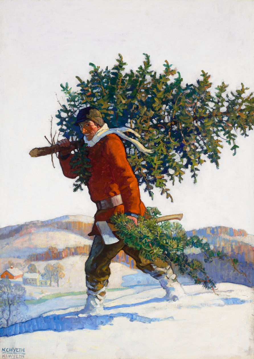 Árvore de Natal - Chadds Ford (Revista Popular, ilustração de capa) de Newell Convers Wyeth