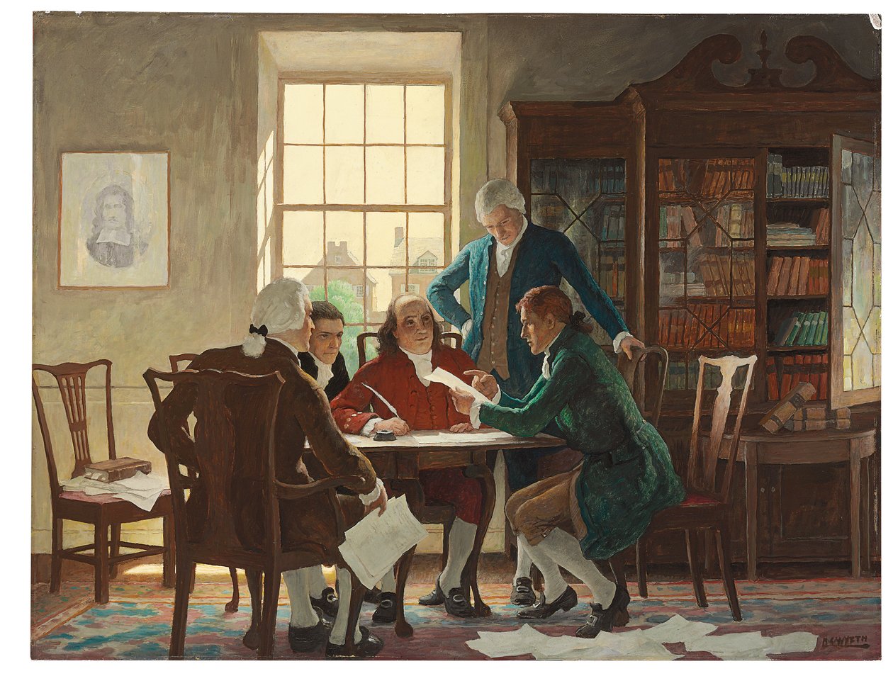 Elaboração da Declaração de Independência em 1776 de Newell Convers Wyeth