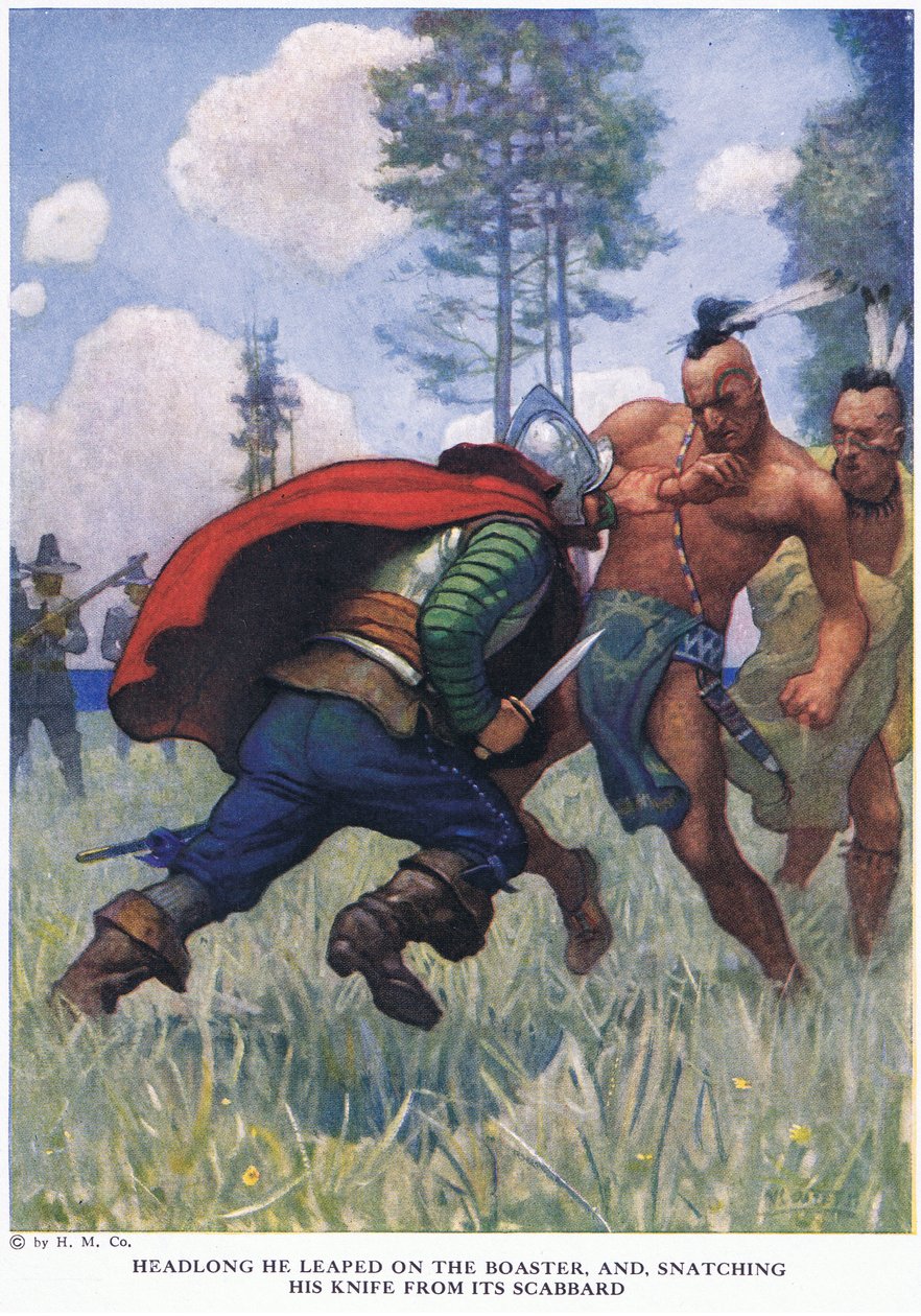 Depressa ele saltou sobre o boaster, e, arrebatando sua faca de sua bainha de Newell Convers Wyeth