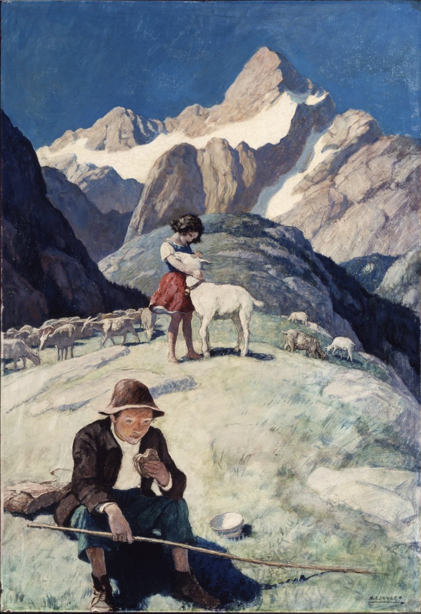 Heidi, 1940 (óleo no painel do Renascimento) de Newell Convers Wyeth