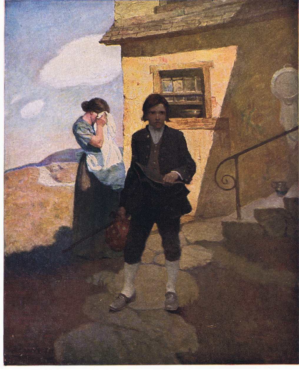 Jim Hawkins sai de casa: eu disse adeus à minha mãe e à enseada de Newell Convers Wyeth