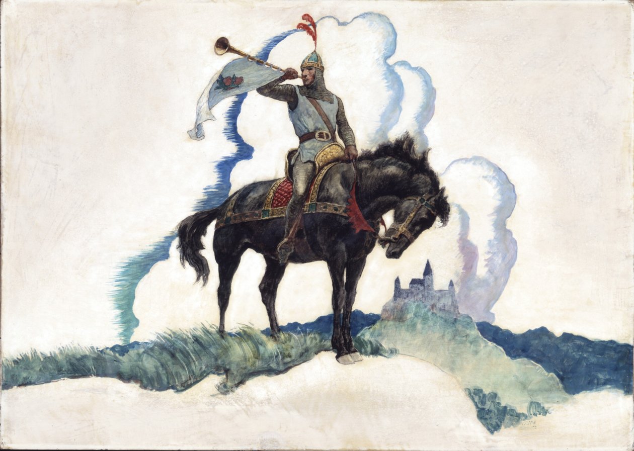 O Arauto do Rei, 1940 (óleo no painel do Renascimento) de Newell Convers Wyeth