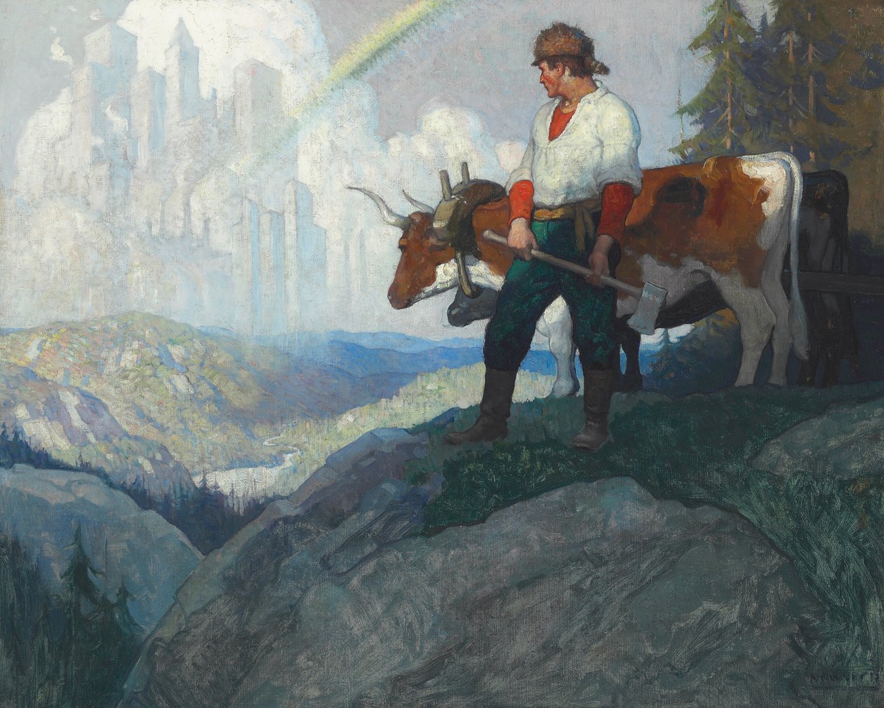 The Pioneer and the Vision, c.1918 (óleo sobre tela) de Newell Convers Wyeth