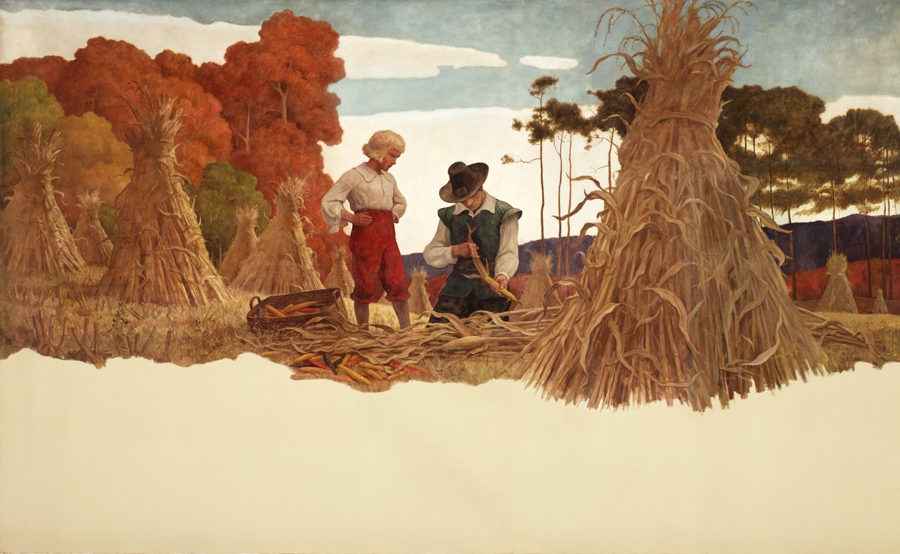 O Puritano Corn Husker, 1941 de Newell Convers Wyeth