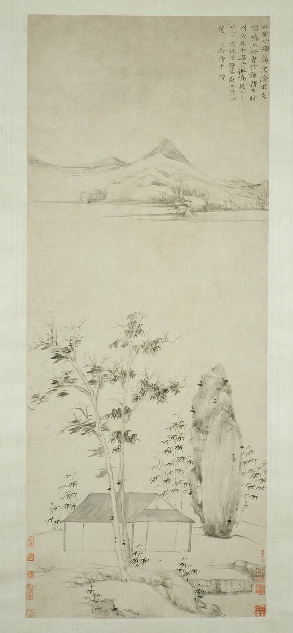 Pensamentos poéticos num pavilhão florestal 林堂詩思圖 de Ni Zan