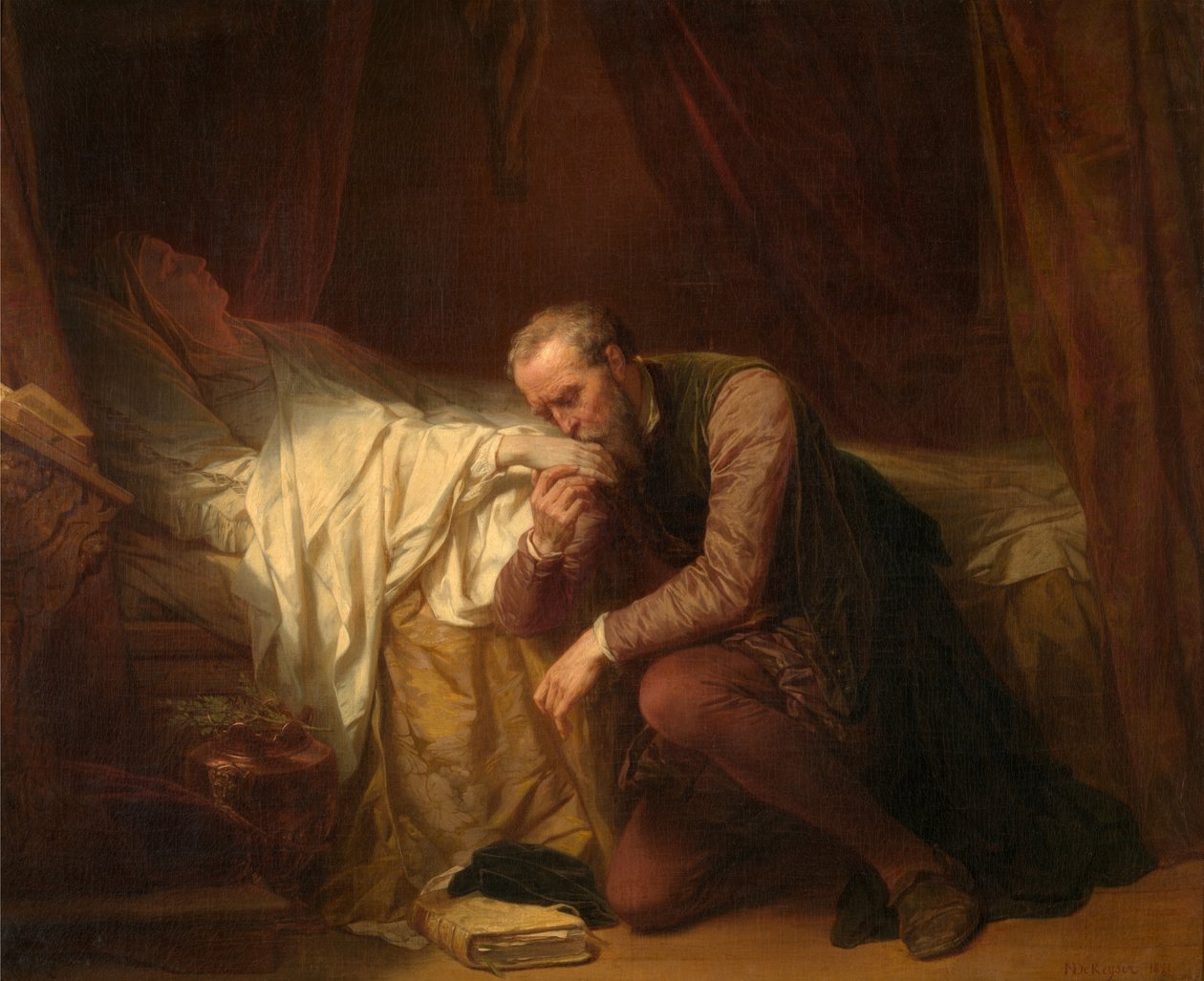O artista Miguel Ângelo no leito de morte de Vittoria Colonna de Nicaise de Keyser