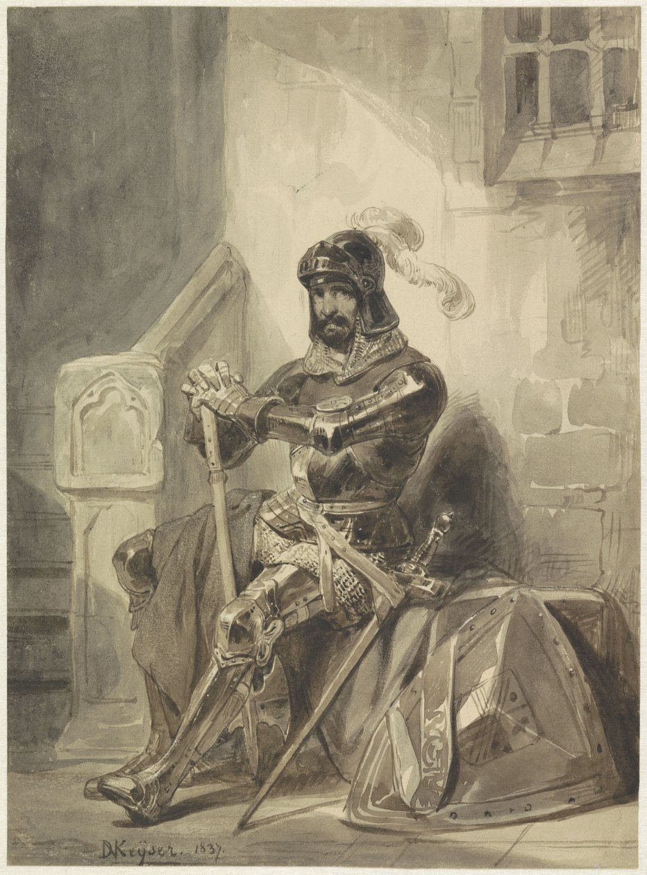 Cavaleiro medieval sentado de couraça de Nicaise de Keyser