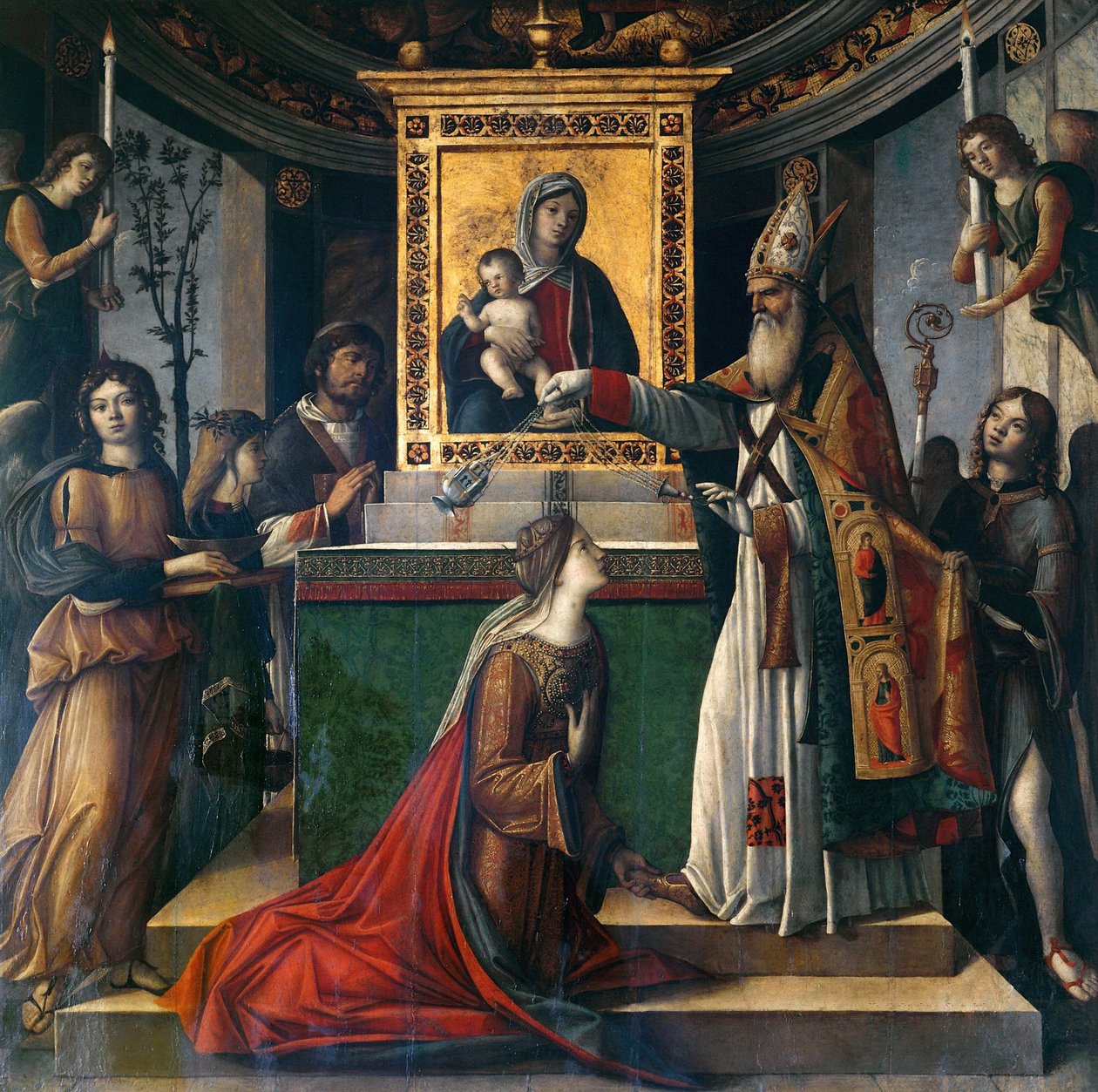 São João Evangelista Aparecendo à Imperatriz Galla Placidia, ca 1490-1510. de Niccolò Rondinelli