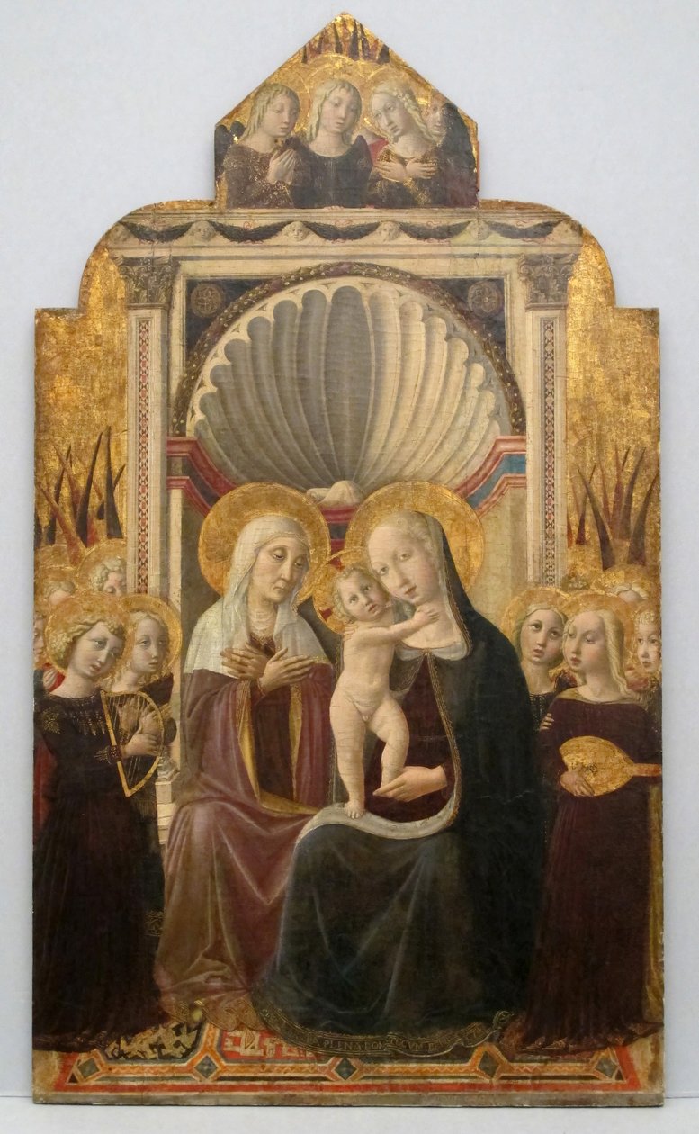 Santa Ana e a Virgem e o Menino Entronizados com Anjos, ca. 1458-61. de Niccolò da Foligno