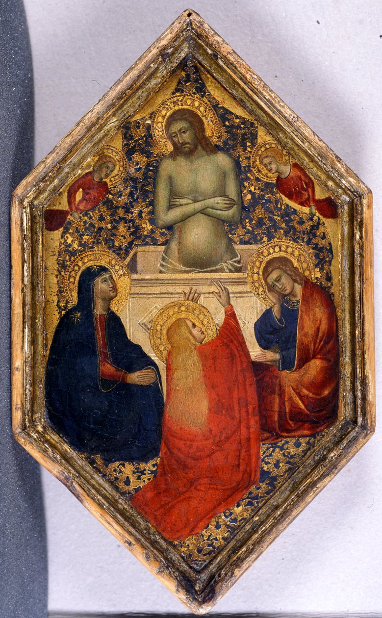 Cristo como o homem das dores com Maria, João e Maria Madalena (têmpera na madeira) de Niccolò Pietro di Gerini