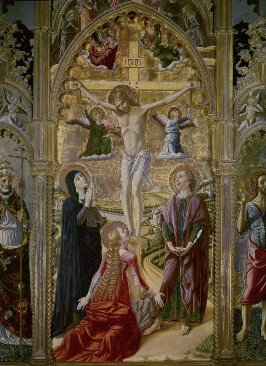 Crucificação. 1480. (têmpera e ouro sobre painel) de Niccolo Alunno