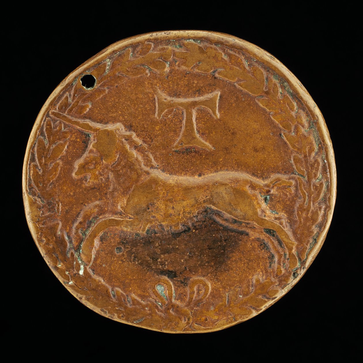 Unicórnio e Tau-Cross [reverso], c. 14801486. de Niccolo Fiorentino