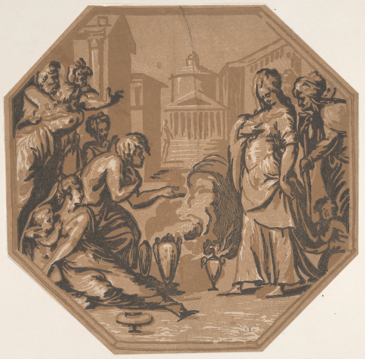 Pessoas prestando homenagem à beleza de Psique, ca. 1540-50., c. 1540-50. de Niccolo Vicentino