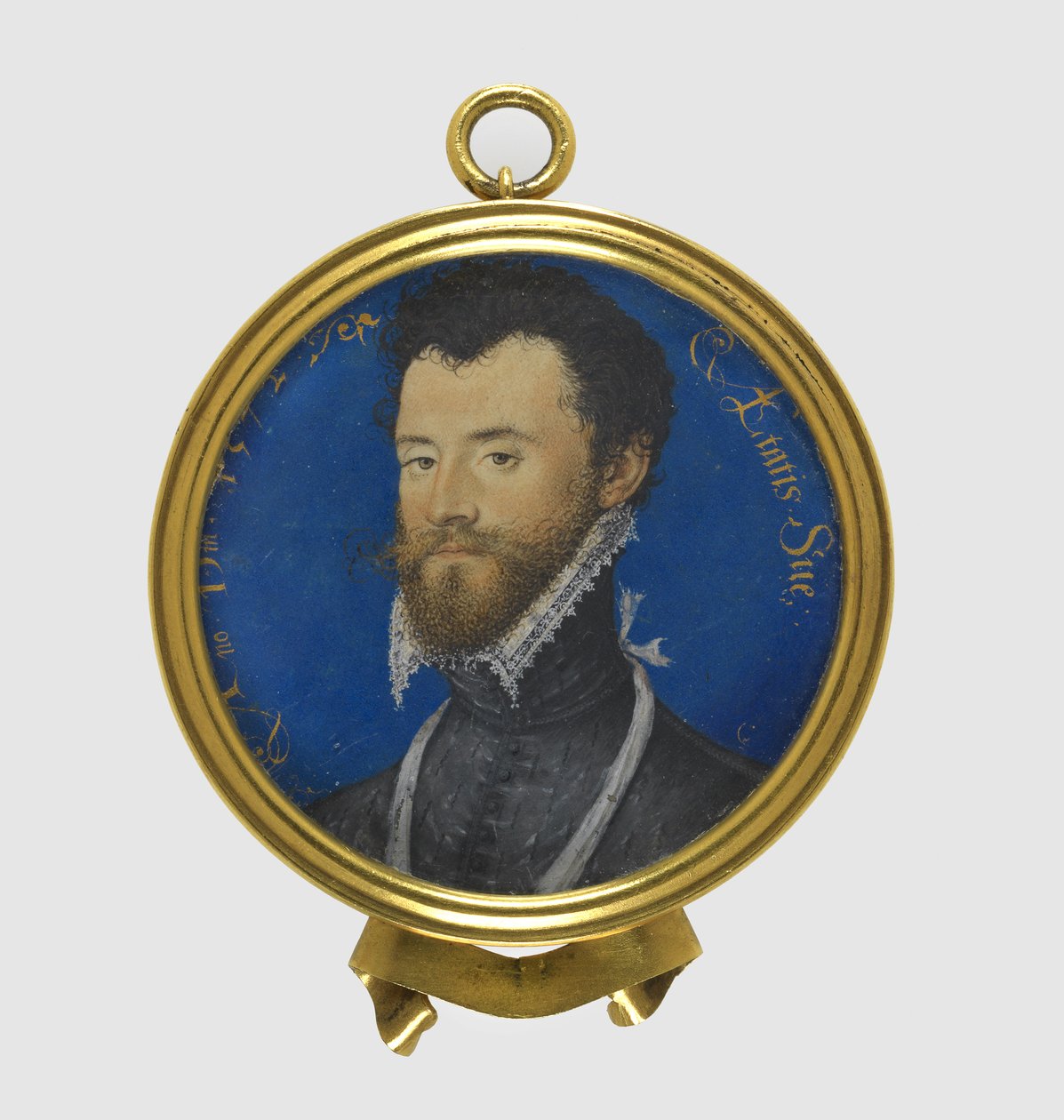 Miniatura de retrato de um homem desconhecido, 1572 (wc em pergaminho) de Nicholas Hilliard