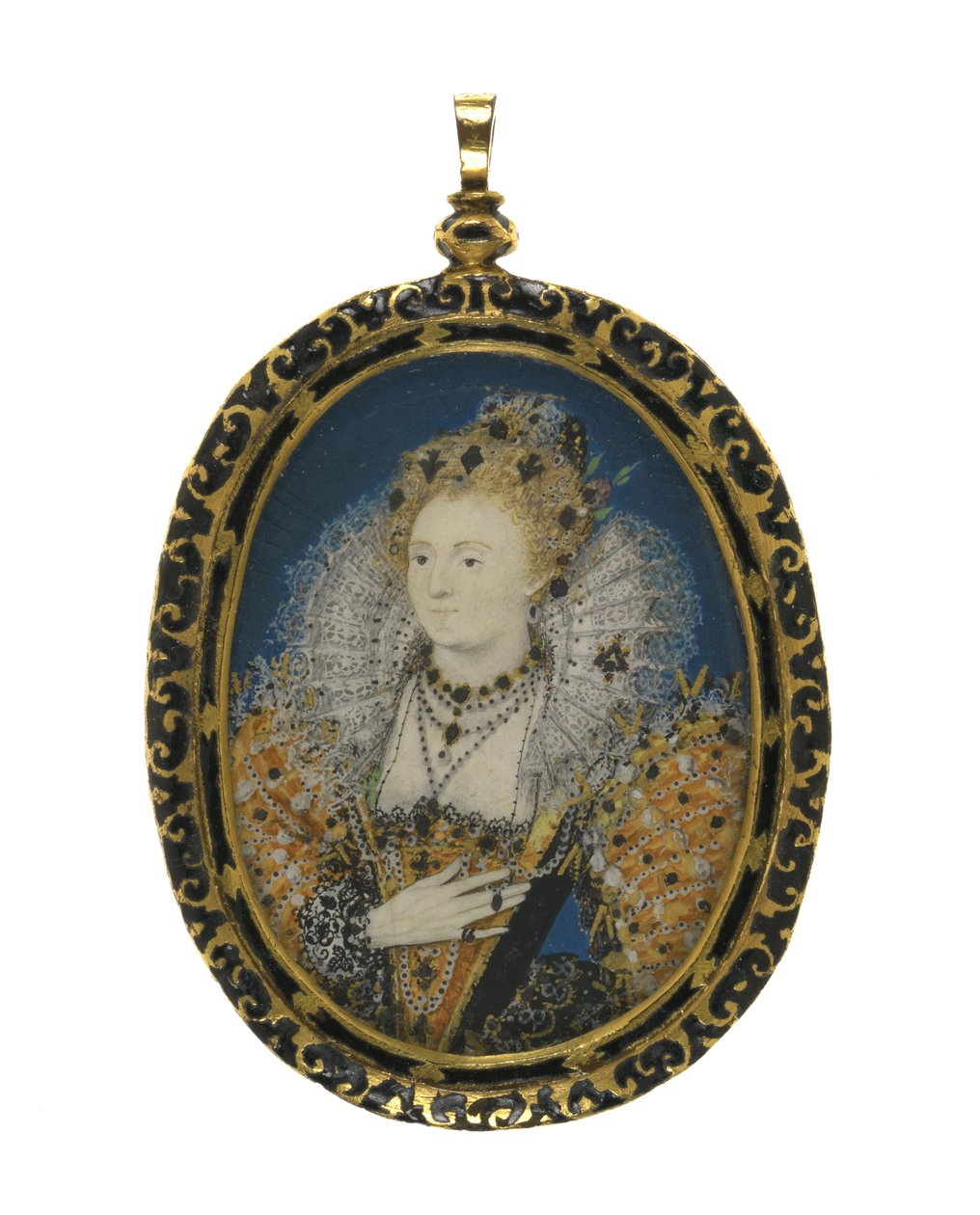 Rainha Elizabeth I, c.1595-1600 (guache sobre velino no cartão) de Nicholas Hilliard