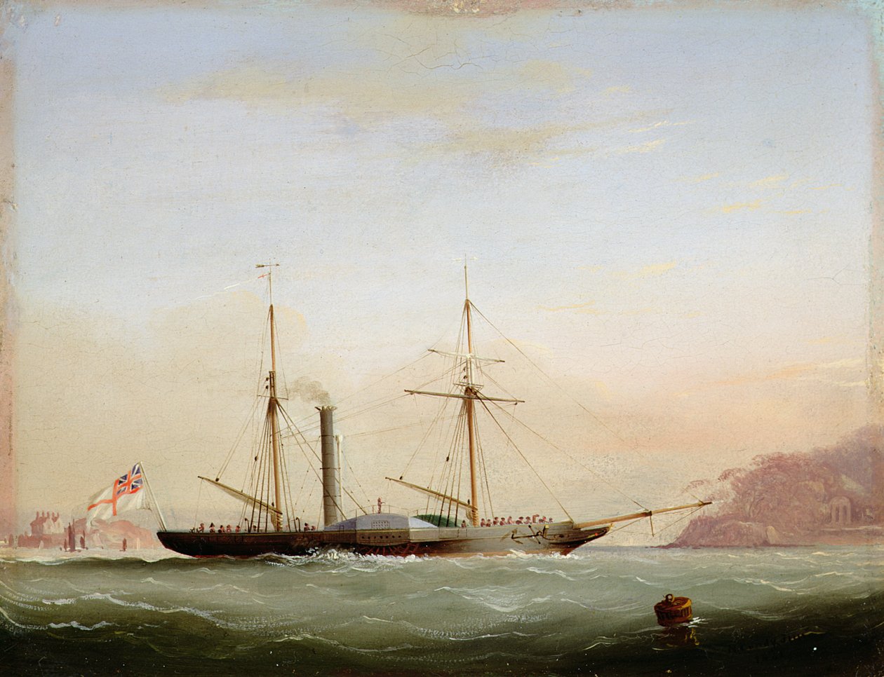Navio de pás em Plymouth Sound ao largo do Monte Edgecombe, 1841 de Nicholas Matthews Condy