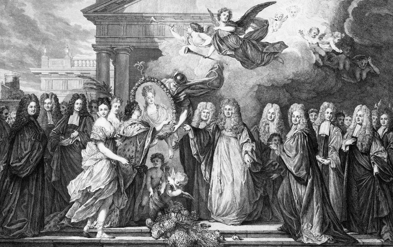O casamento de Louis de Bourgogne com Marie Adelaide de Savoy, gravado por Denis Nee, c.1770 de Nicolas de Largillière