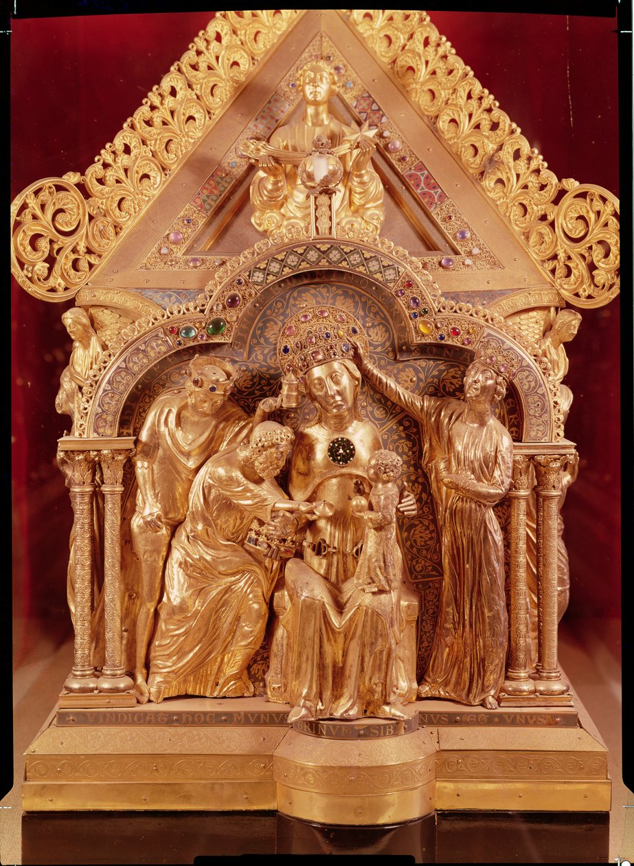 Adoração dos Magos, empena do Santuário de Nossa Senhora de Notre-Dame, 1205 (prata dourada, cobre dourado, esmalte e filigrana sobre madeira) de Nicholas of Verdun