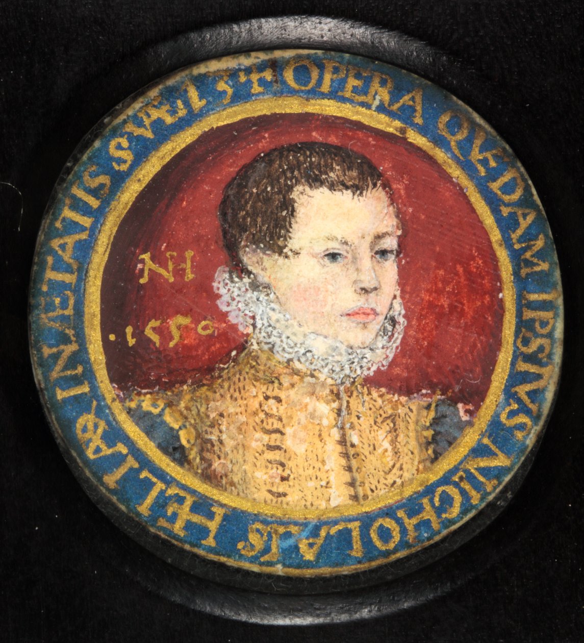 Nicholas Hilliard, auto-retrato aos 13 anos (aguarela em velino) de Nicholas (attr.to) Hilliard