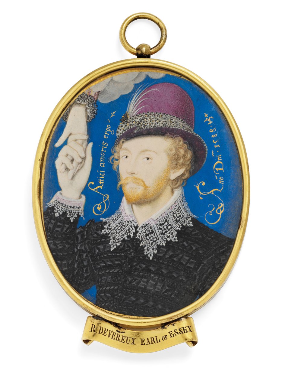 Um jovem cavalheiro, segurando a mão de uma nuvem de Nicholas (studio of) Hilliard