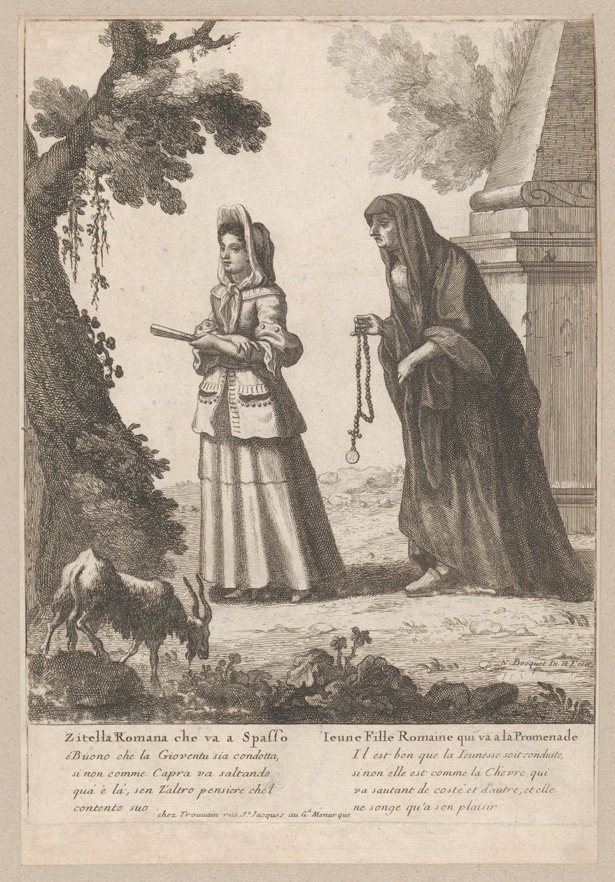 Jovem romana indo passear, 1648-1700., 1648-1700. de Nicholas Boucquet