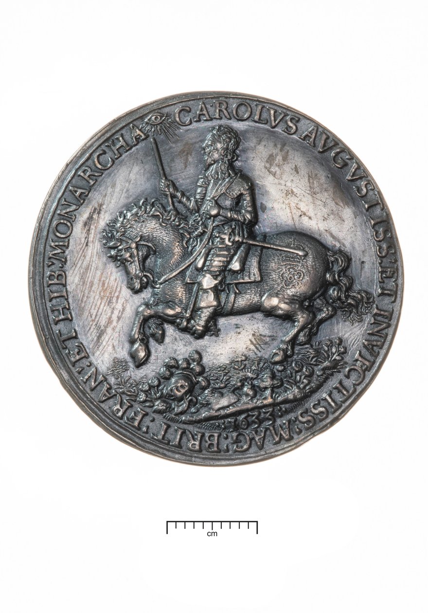 Charles I, retorno a Londres após a coroação em Edimburgo, 1633 (prata) de Nicholas Briot