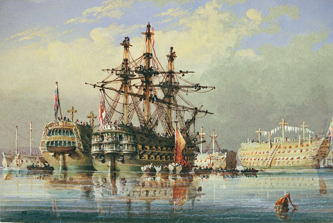 Navios em Devonport, c.1850 (aguarela) de Nicholas Condy