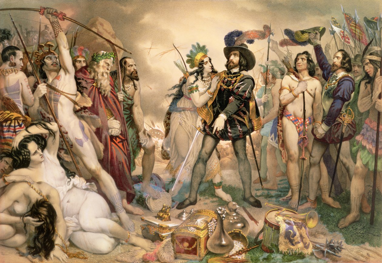 Conquista do México: Hernando Cortes destruindo sua frota em Vera Cruz, 1519 de Nicholas Eustache Maurin