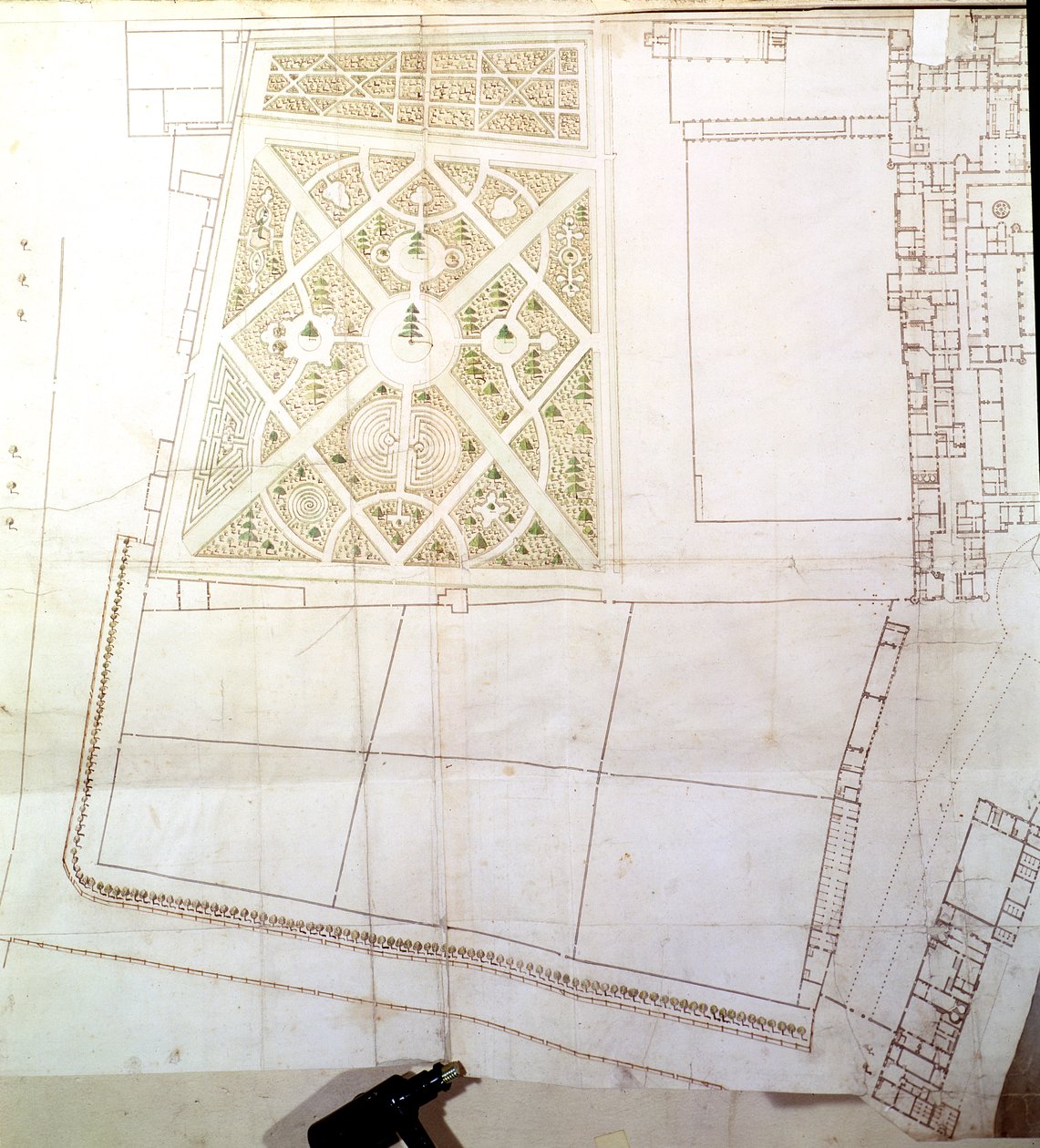 Planta do local e pesquisa de The Wilderness, Hampton Court, c.1710-14 (caneta e tinta no papel) de Nicholas Hawksmoor